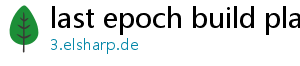 last epoch build planner